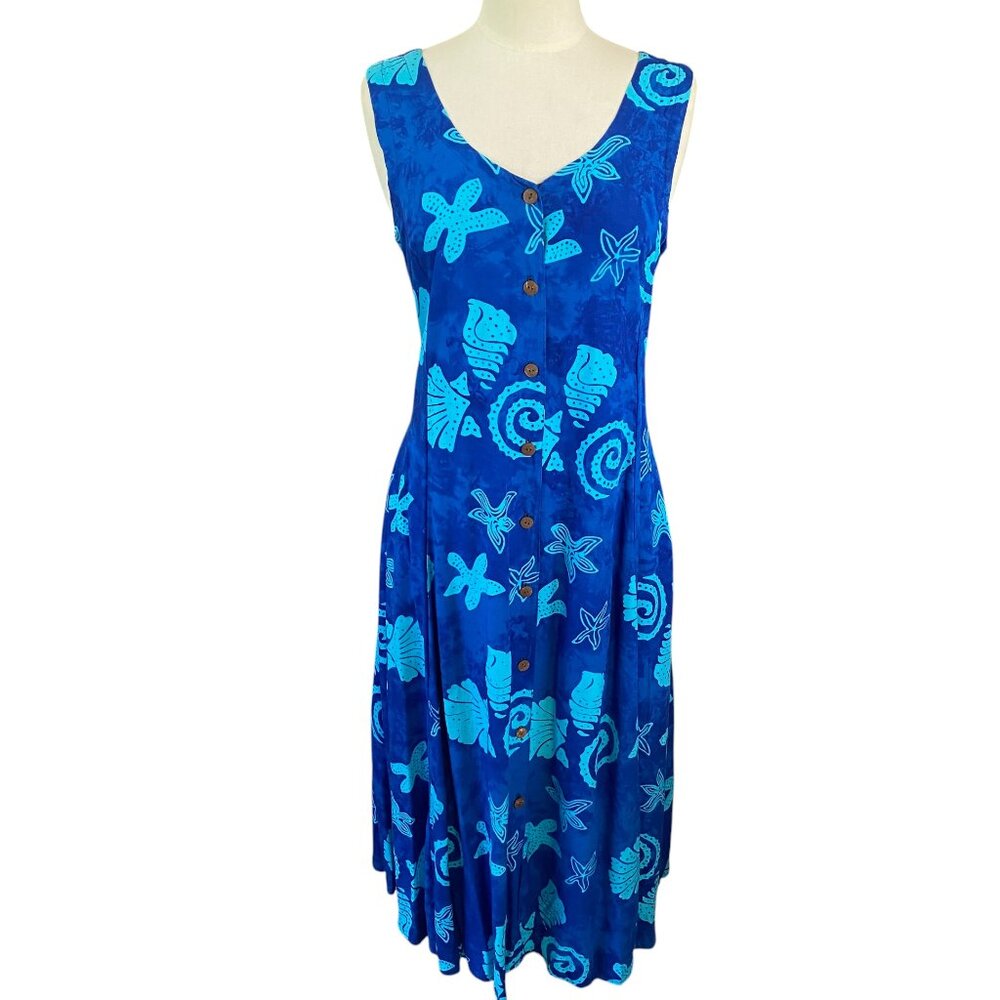 Pearl Lace-Up Back Tropical Maxi Dress Tie Dye Sleeveless Button Vacation-OS